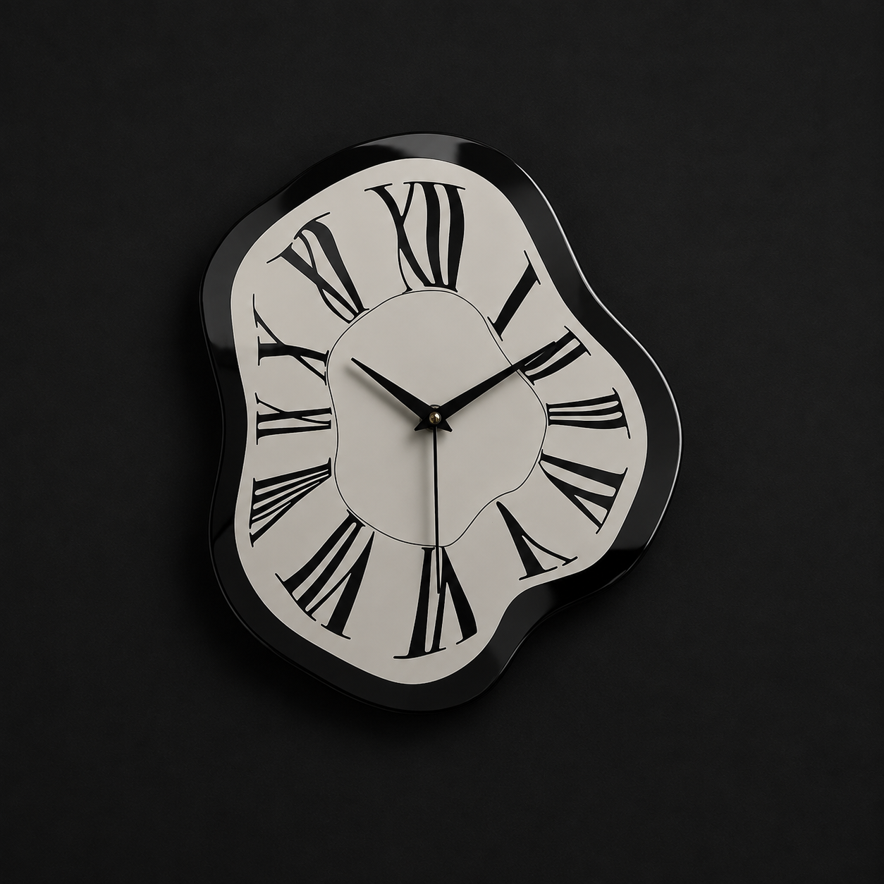Sculptural black wall clock